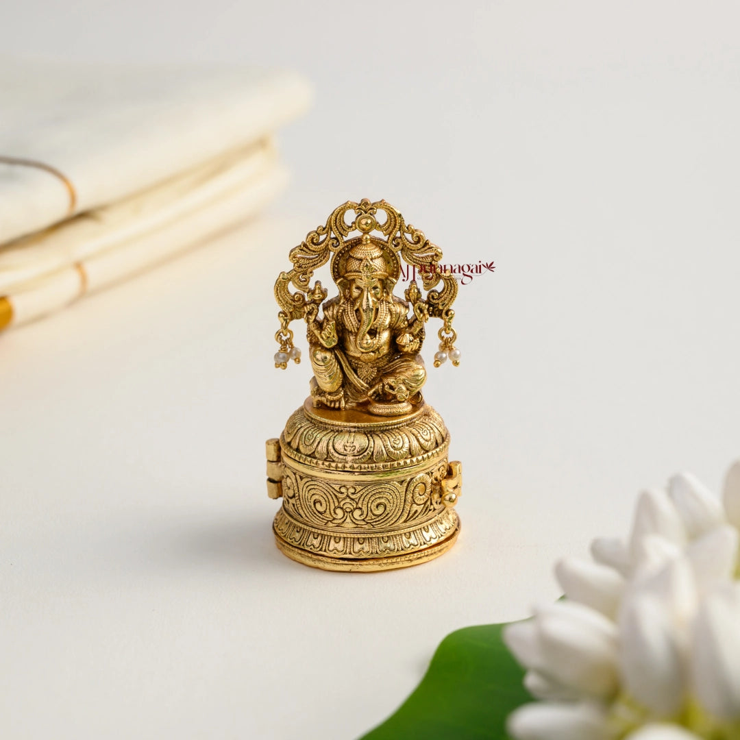 Ganesha Gold Look Alike Kum Kum Box