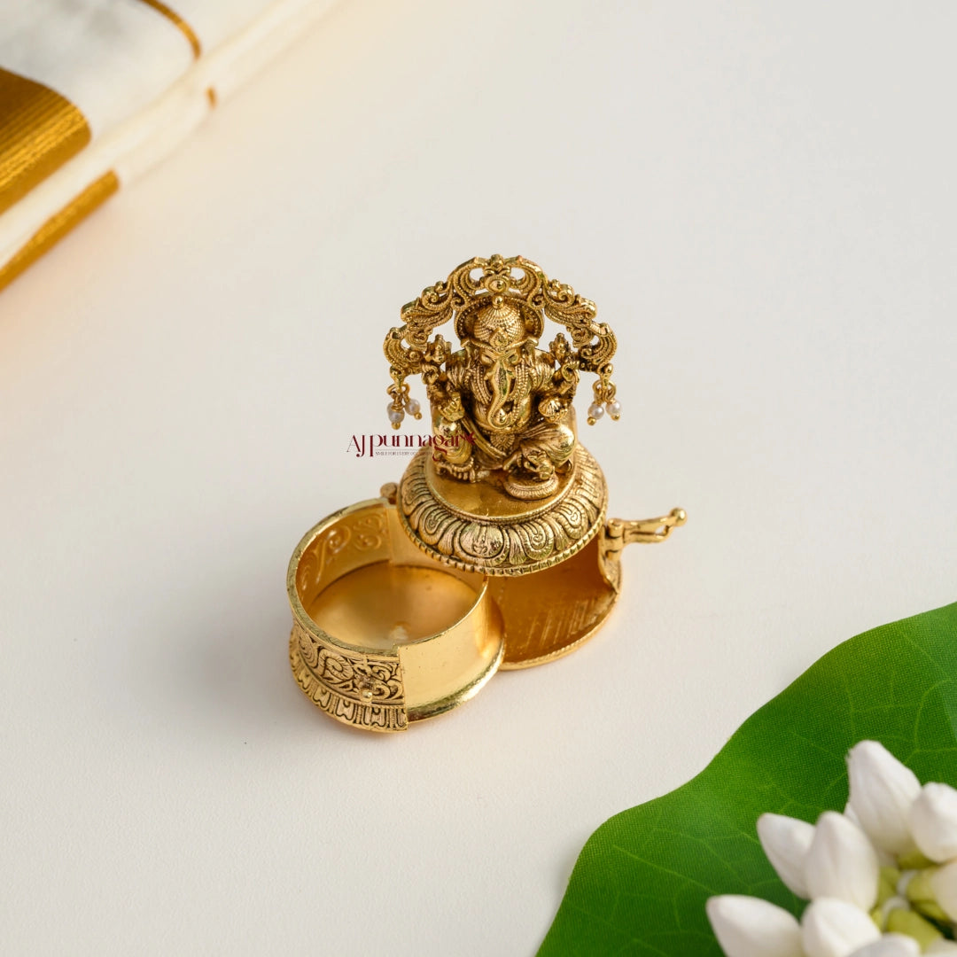 Ganesha Gold Look Alike Kum Kum Box