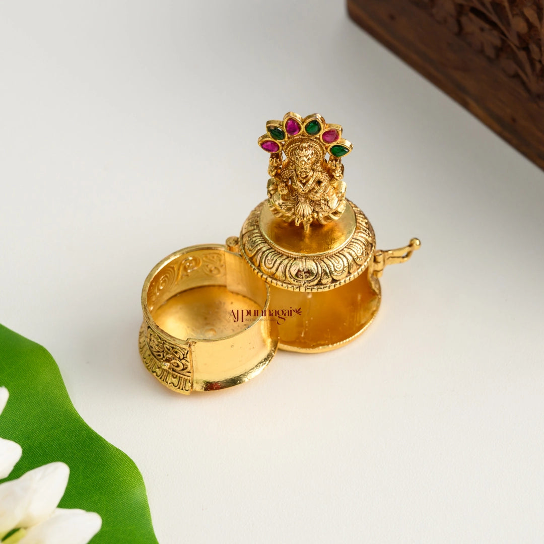Gold Look Alike Lakshmi Kum Kum Box
