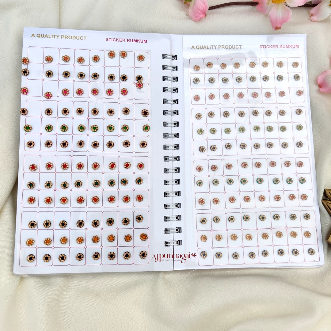 960 Round Bindi with Gold stone Border Big Book