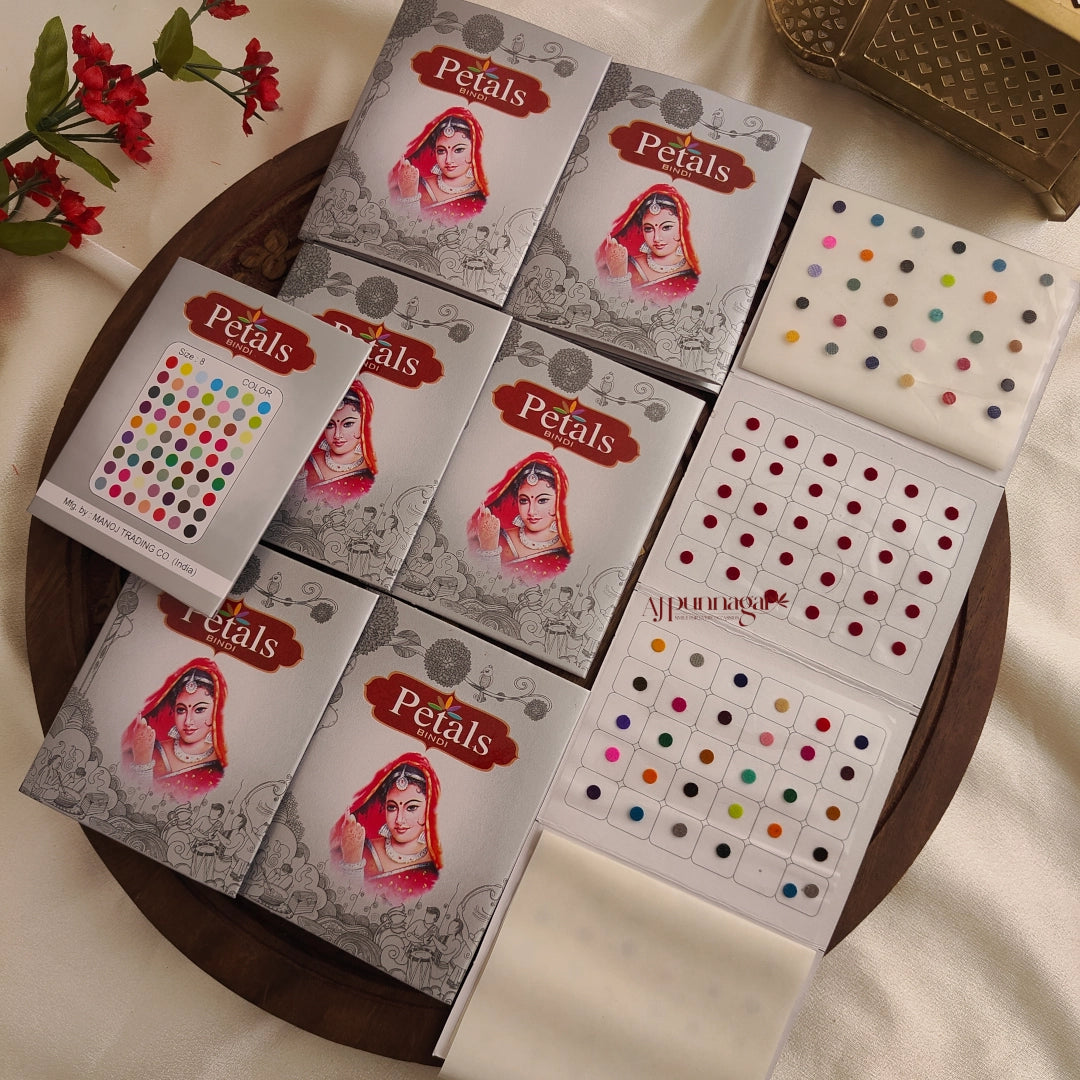 Petals Mixed Colour Round Bindi Sheet - Size 8