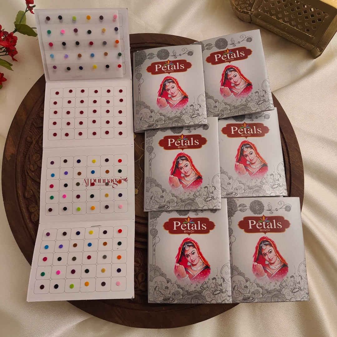Petals Mixed Colour Round Bindi Sheet - Size 9