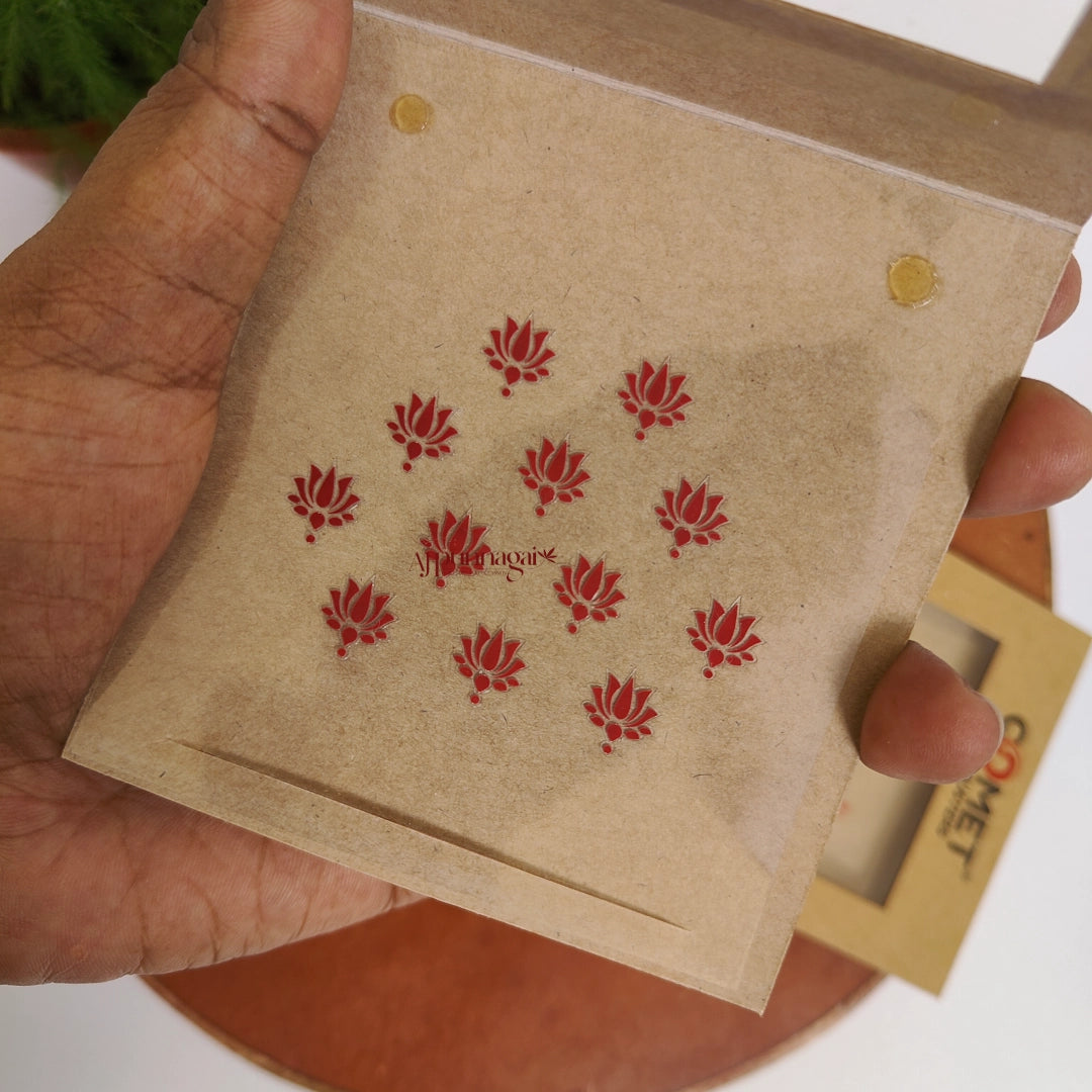 Maroon Lotus Comet Bindi Sheet