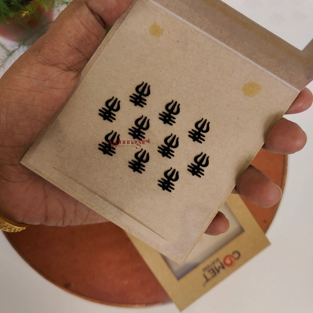 Mahakal Trishul Comet Bindi Sheet - Black