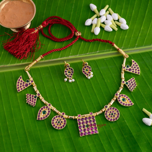South Indian Traditional Precious Kemp Necklace