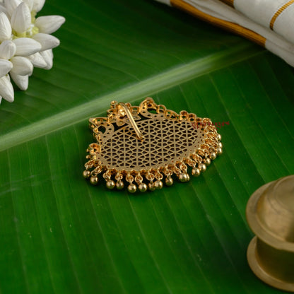 Royal Look Peacock Pendant - Maroon With Green