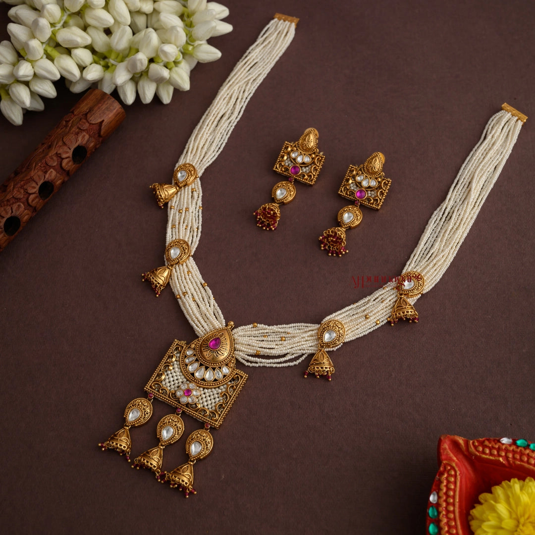 Beautiful Kundan Bridal Haram  - Pink