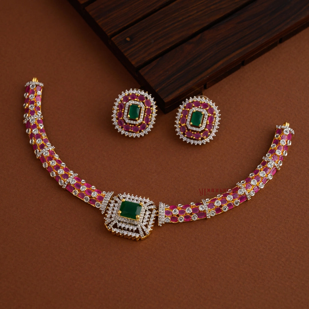 Diamond Replica AD Necklace - Multi