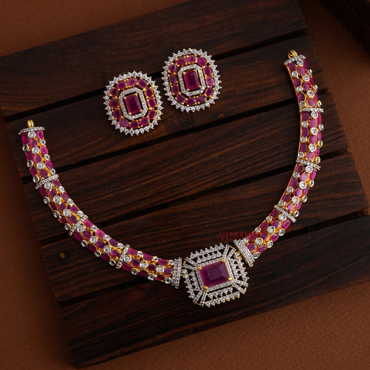 Diamond Replica AD Necklace - Ruby