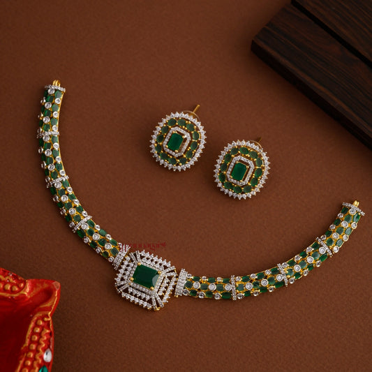 Diamond Replica AD Necklace - Green