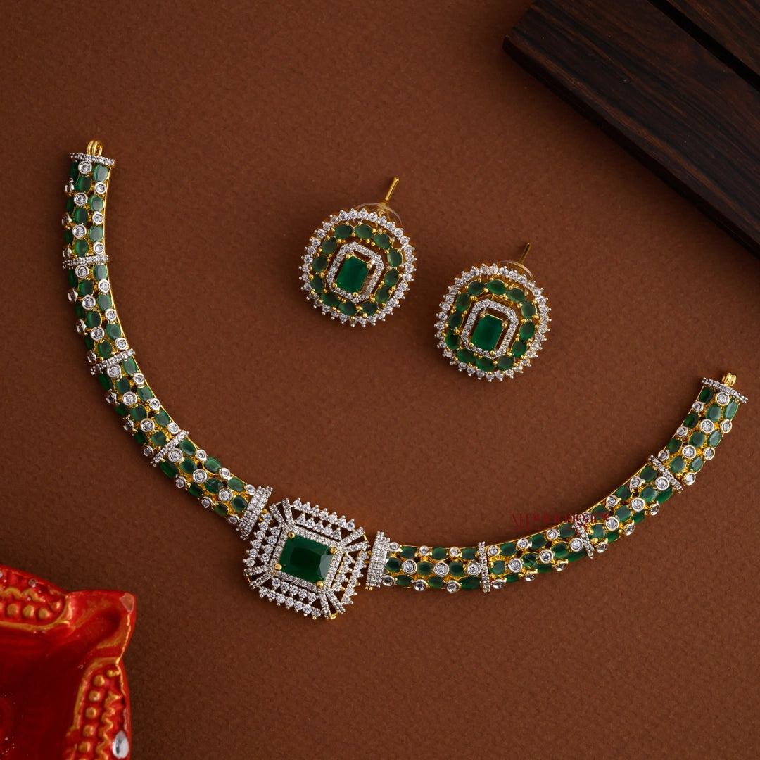 Diamond Replica AD Necklace - Green
