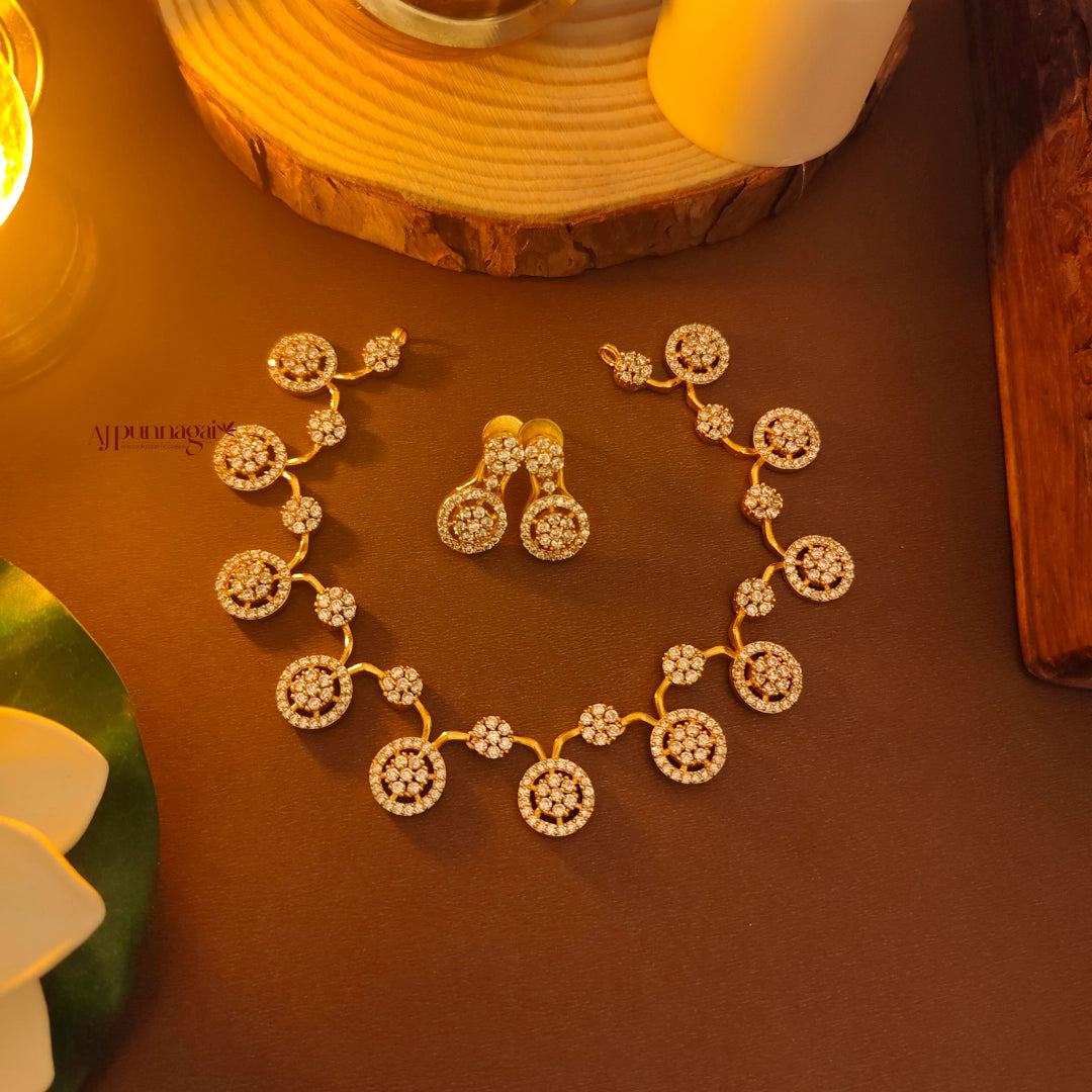 Intricate AD Stone Floral Necklace