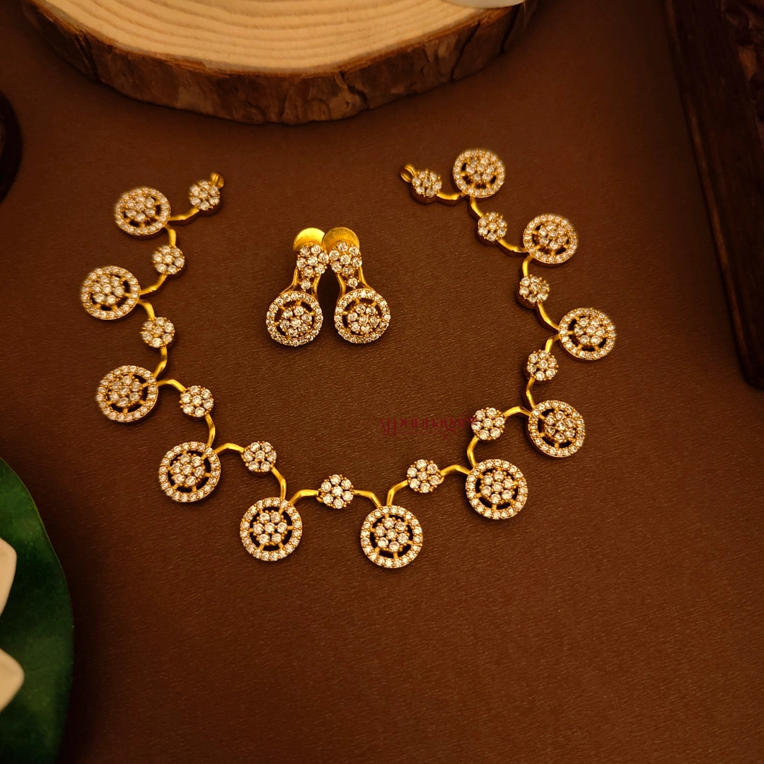 Intricate AD Stone Floral Necklace