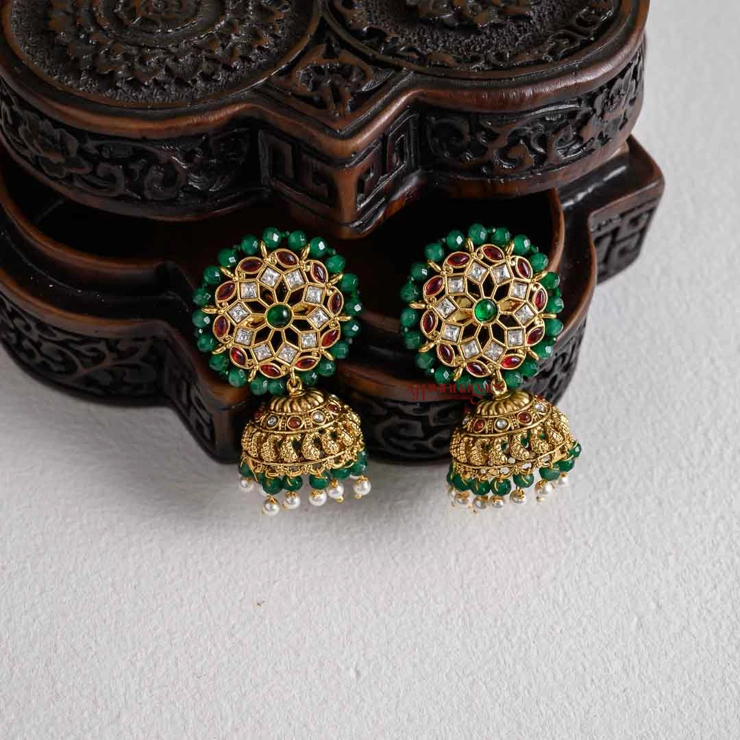 Royal Look Multi Layered Beaded Haram - Dark Green