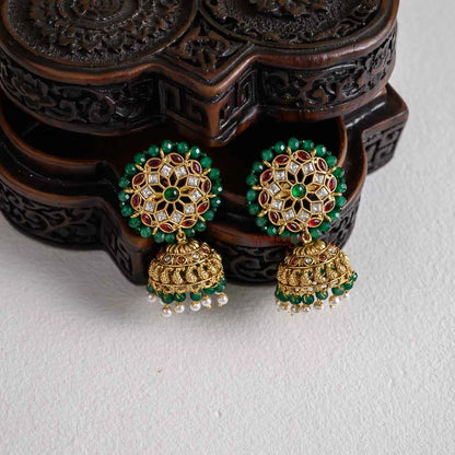 Royal Look Multi Layered Beaded Haram - Dark Green