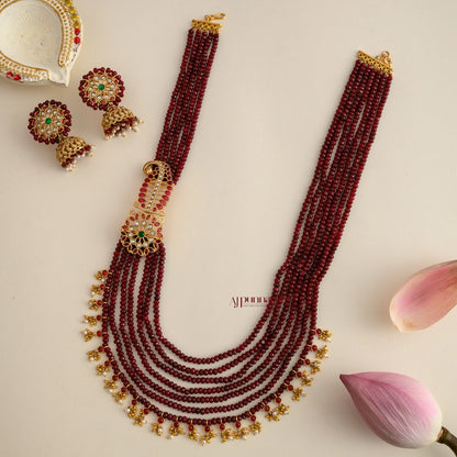 Royal Look Multi Layered Beaded Haram - Ruby