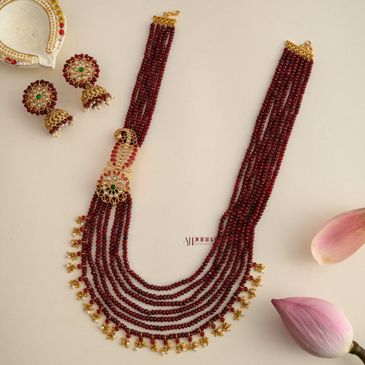 Royal Look Multi Layered Beaded Haram - Ruby