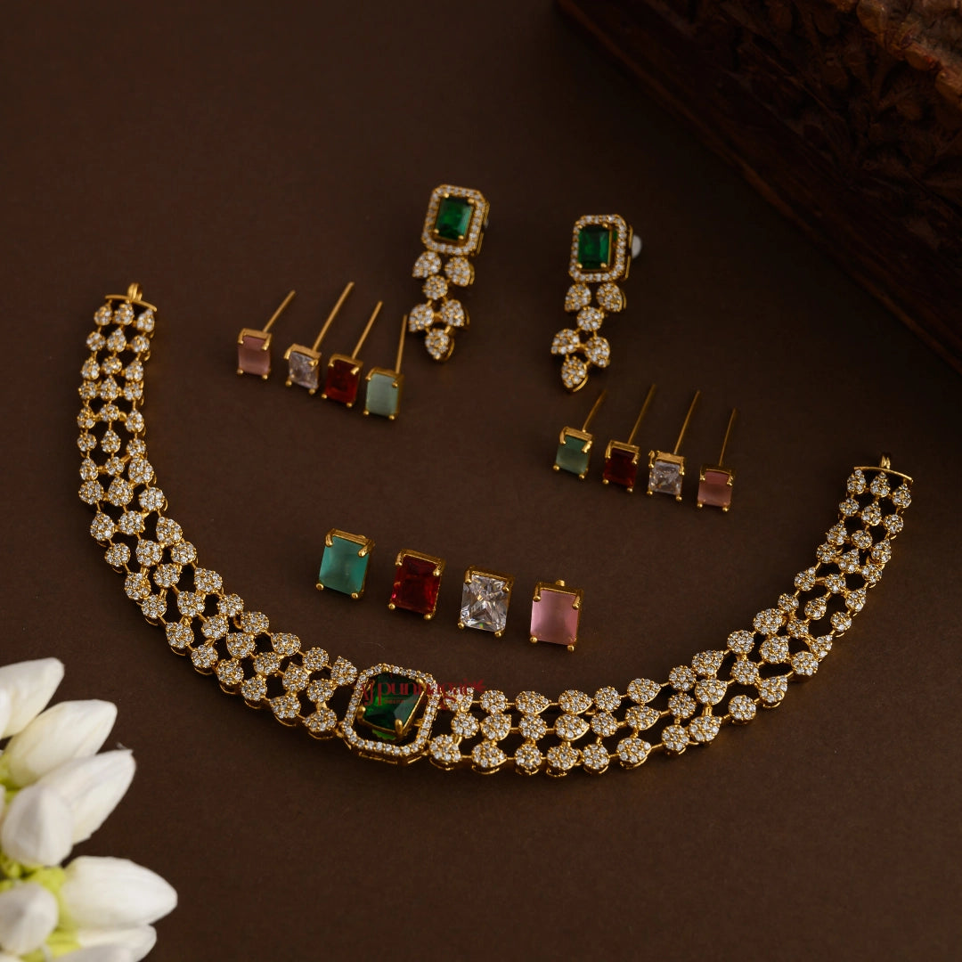 Dazzling Interchangeable AD Stone Necklace