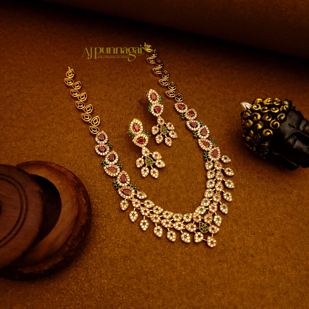 Stunning Matte Finish AD Stone Necklace