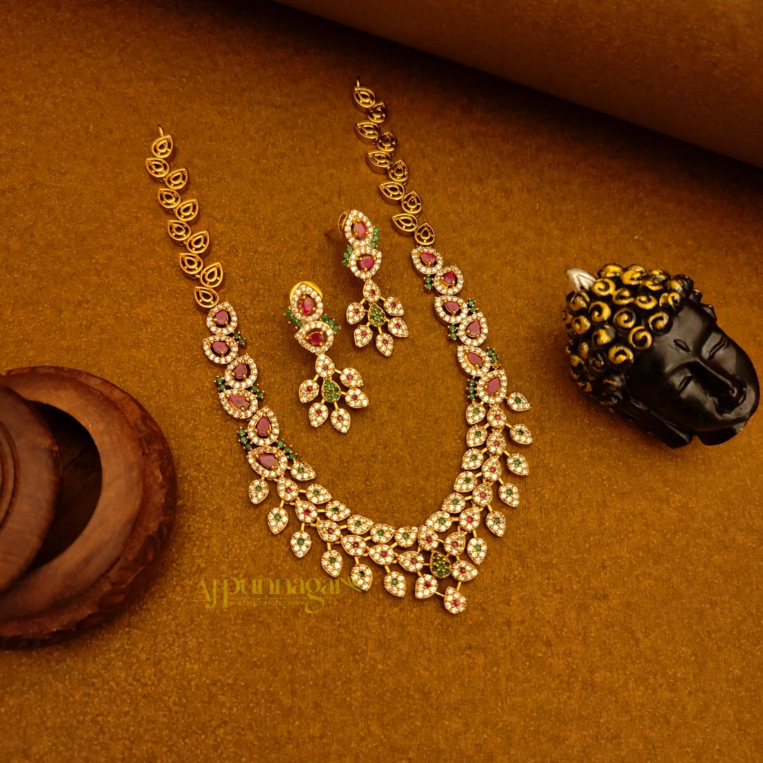Stunning Matte Finish AD Stone Necklace