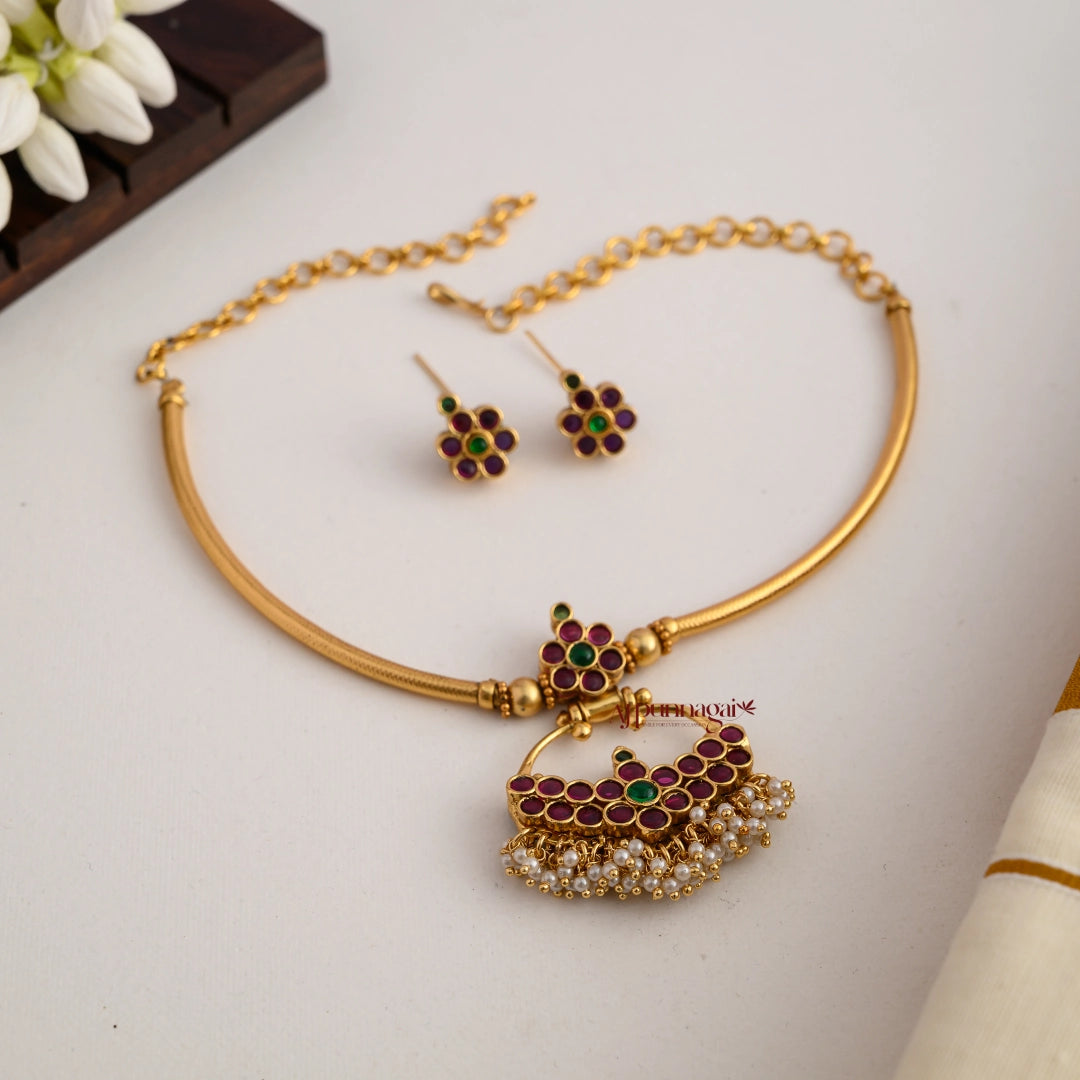 Reversible Floral Tube Necklace