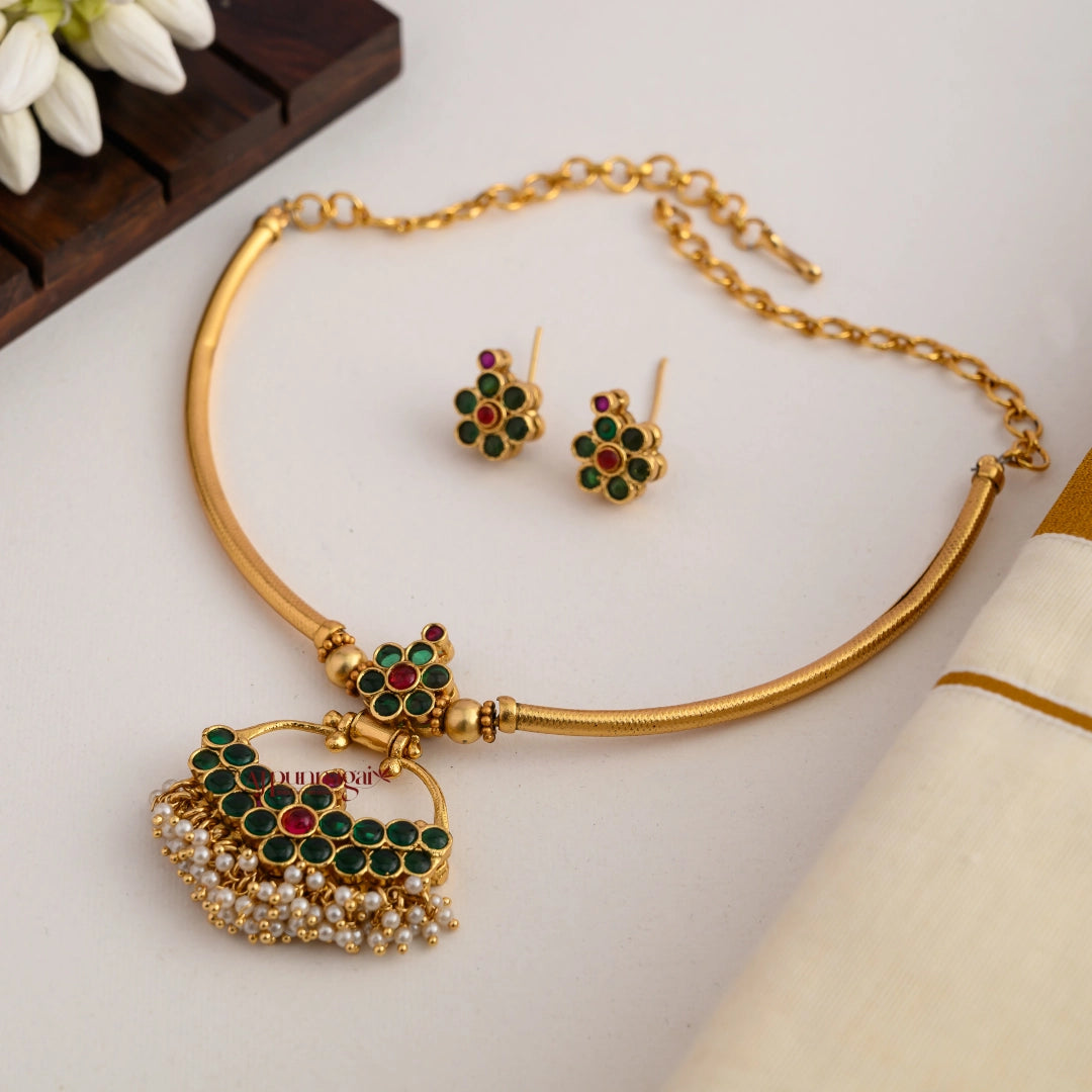 Reversible Floral Tube Necklace