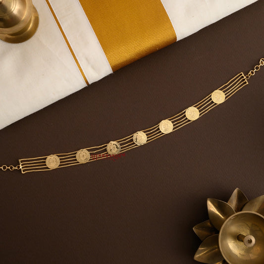 Gold Finish Lakshmi Coin High Neck Choker