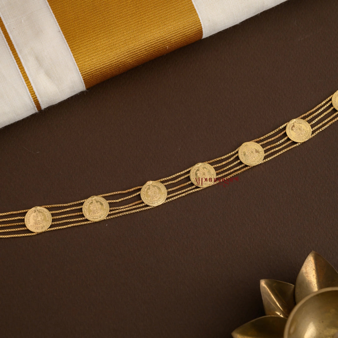 Gold Finish Lakshmi Coin High Neck Choker