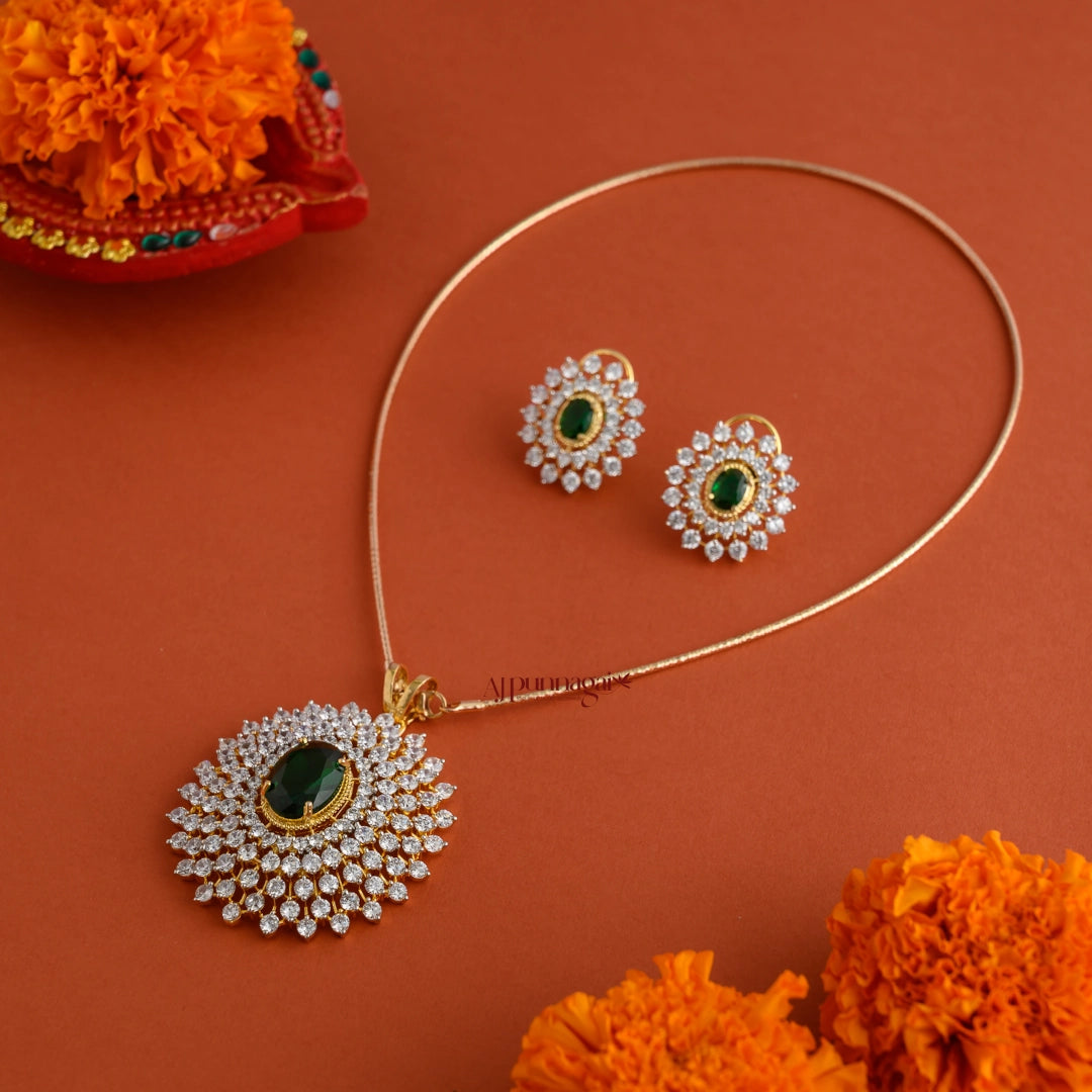 Diamond Replica AD Necklace - Green