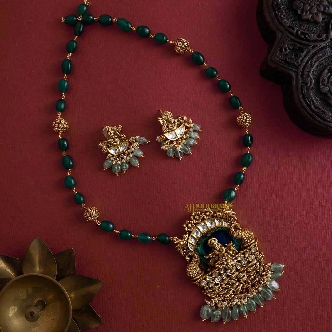 Krishna Green Beaded Haram