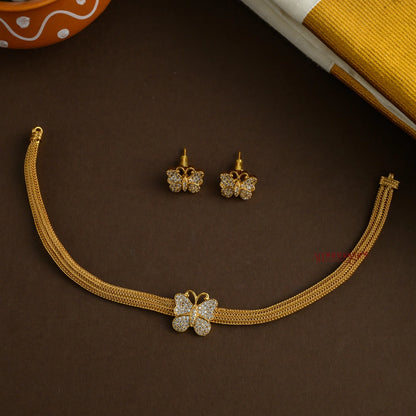 Simple Matte Butterfly Necklace - White