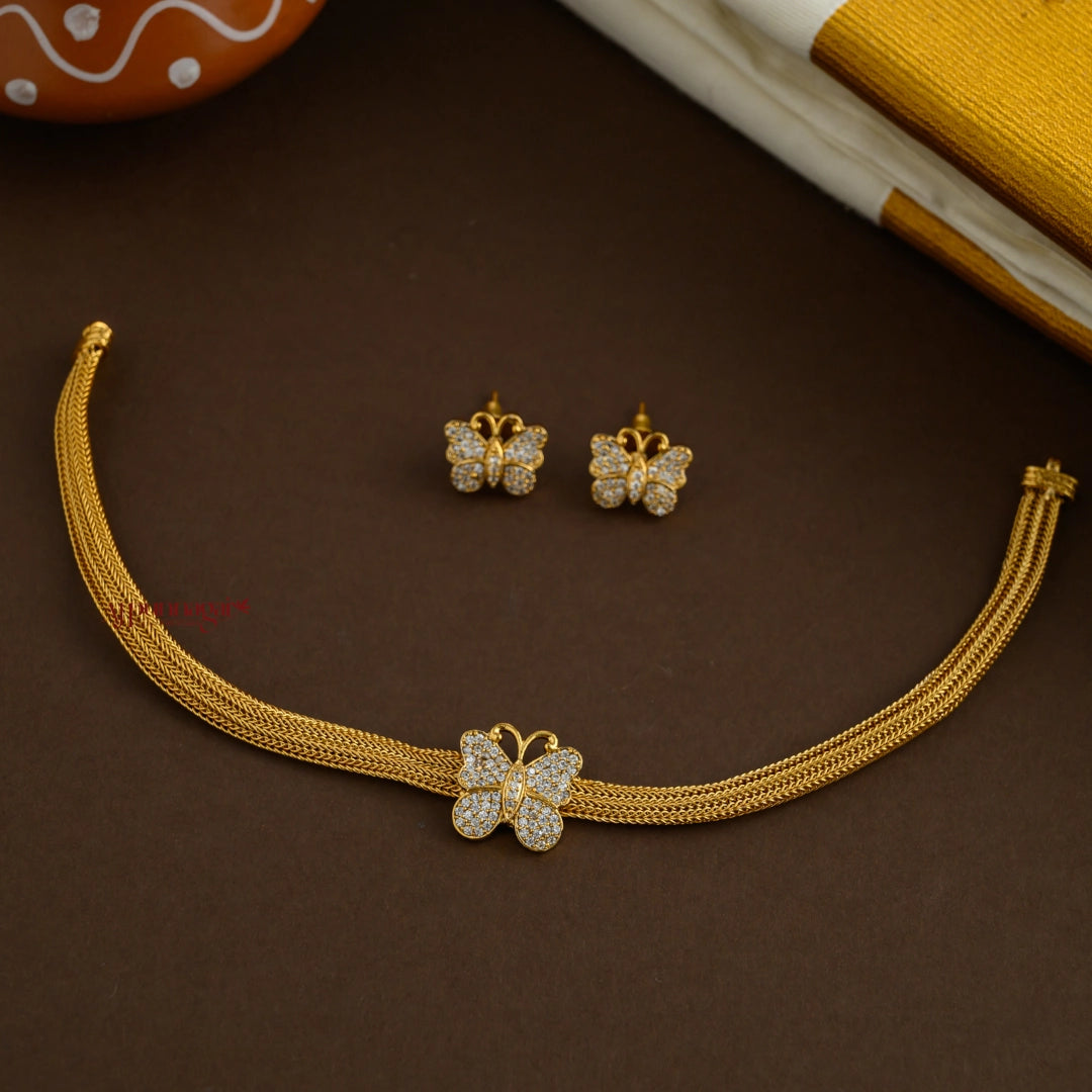Simple Matte Butterfly Necklace - White