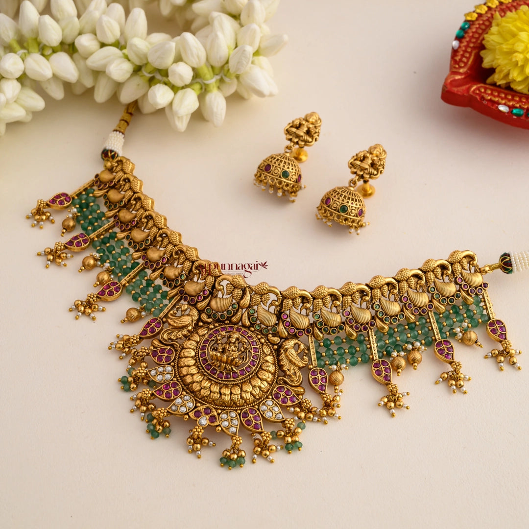 Bridal Lakshmi Green Beaded Choker