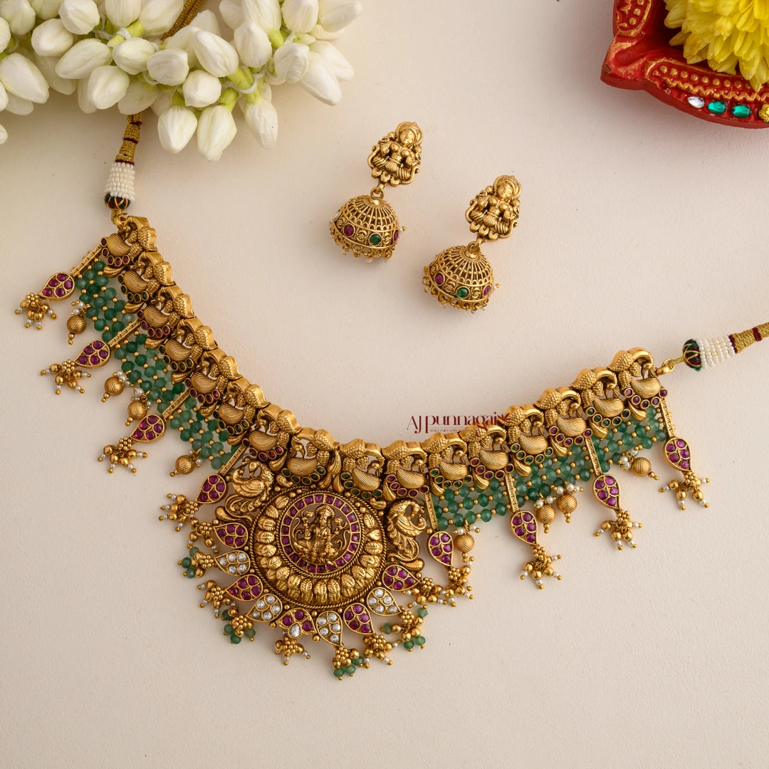 Bridal Lakshmi Green Beaded Choker