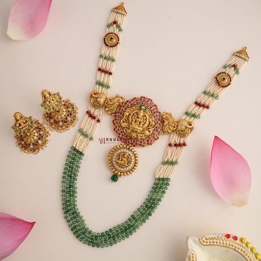 Gold Look Alike Lakshmi Beaded Bridal Haram