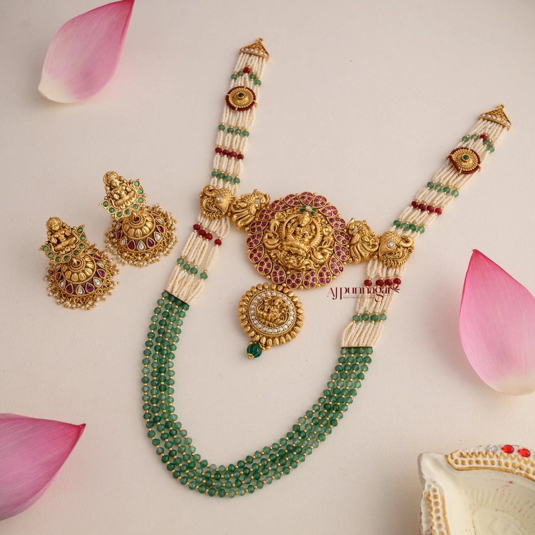 Gold Look Alike Lakshmi Beaded Bridal Haram