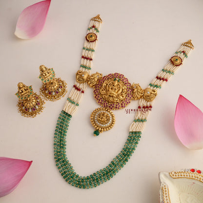 Gold Look Alike Lakshmi Beaded Bridal Haram