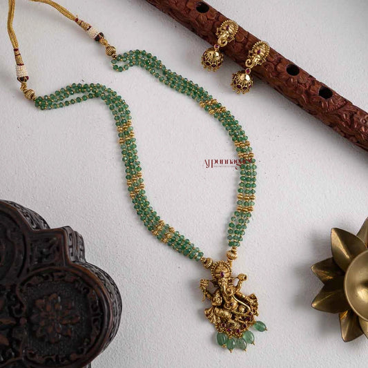 Gold Look Alike Ganesha Beaded Haram
