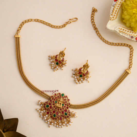 South Indian Style Lakshmi Kemp Matt Necklace