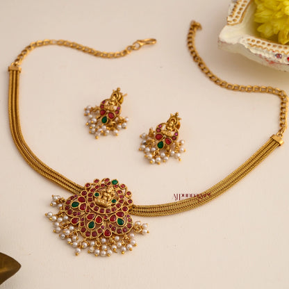 South Indian Style Lakshmi Kemp Matt Necklace
