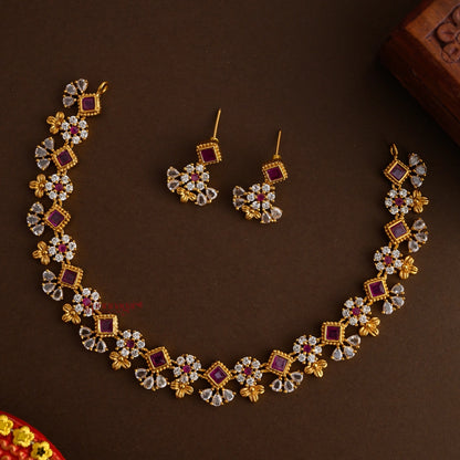 Floral AD Stone Necklace