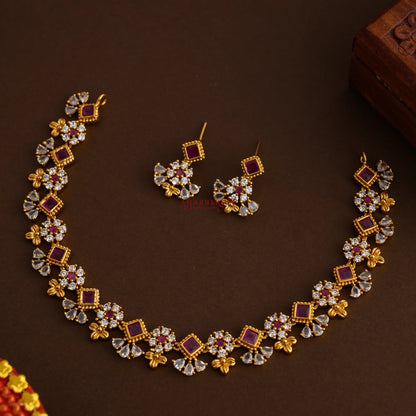 Floral AD Stone Necklace