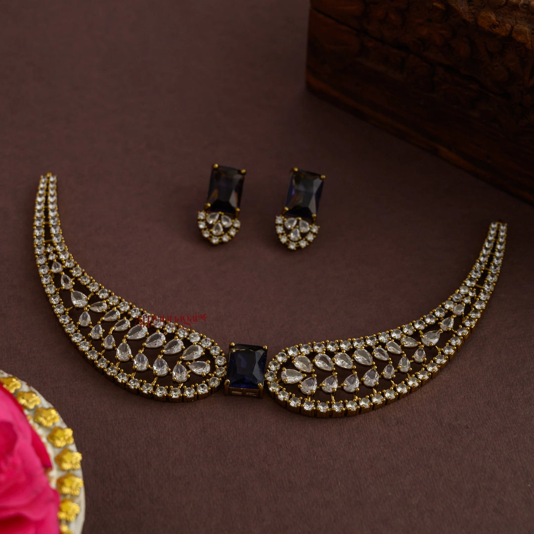 Dazzling AD Necklace - Blue