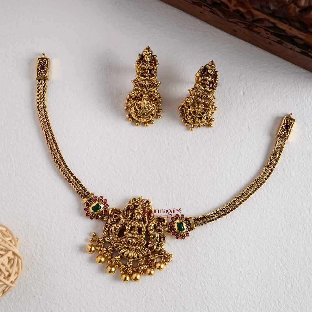 Gold Look Alike Lakshmi Nakshi Necklace - Multi