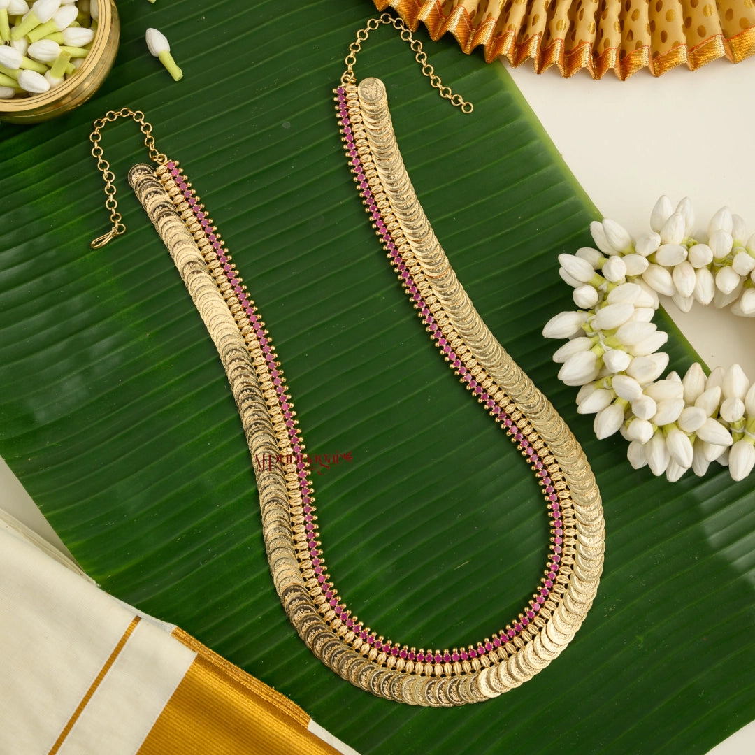 Traditional Lakshmi Kasu Malai - Ruby