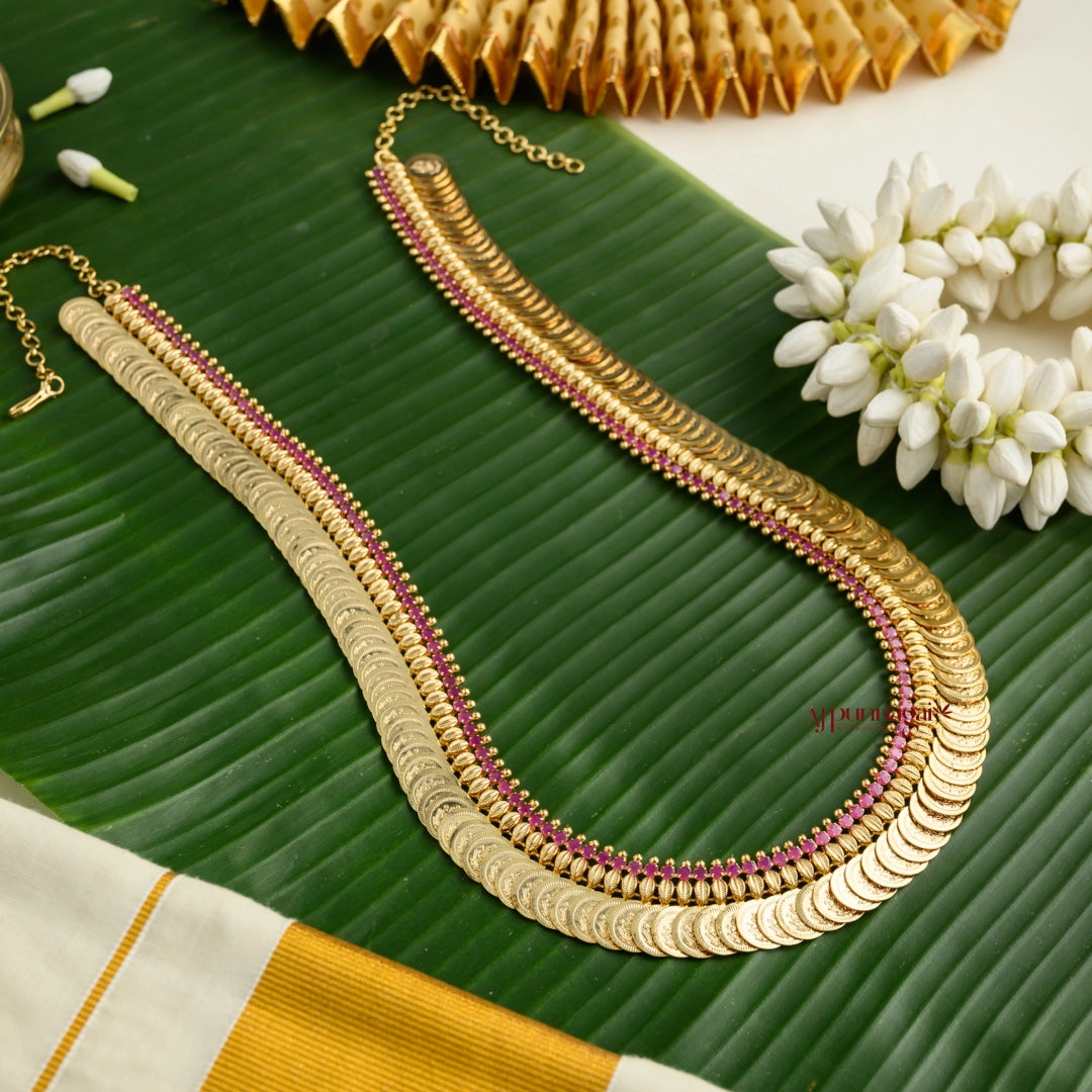 Traditional Lakshmi Kasu Malai - Ruby