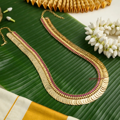 Traditional Lakshmi Kasu Malai - Ruby