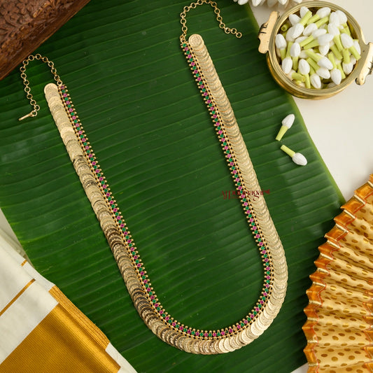 Traditional Lakshmi Kasu Malai - Ruby With Green