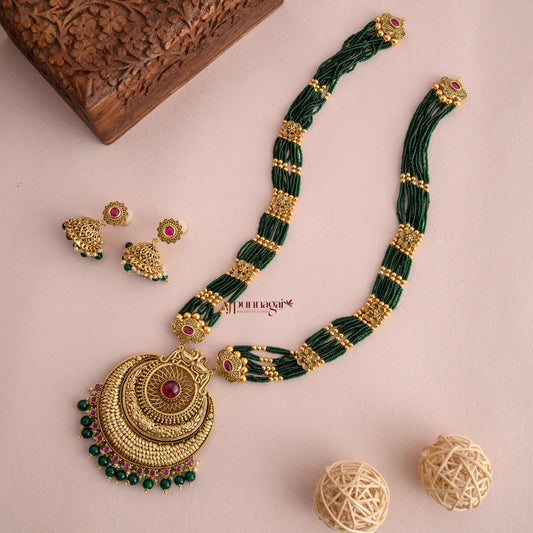 Gold Look Alike Green Beaded Bridal Haram