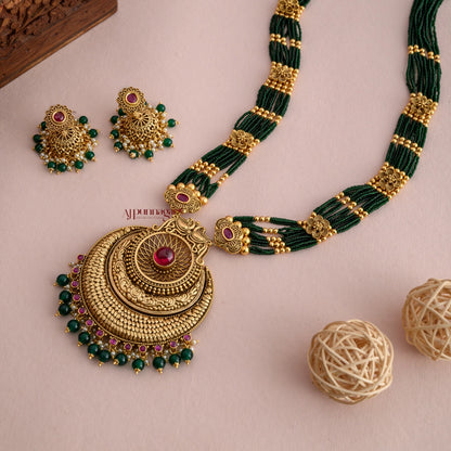 Gold Look Alike Green Beaded Bridal Haram